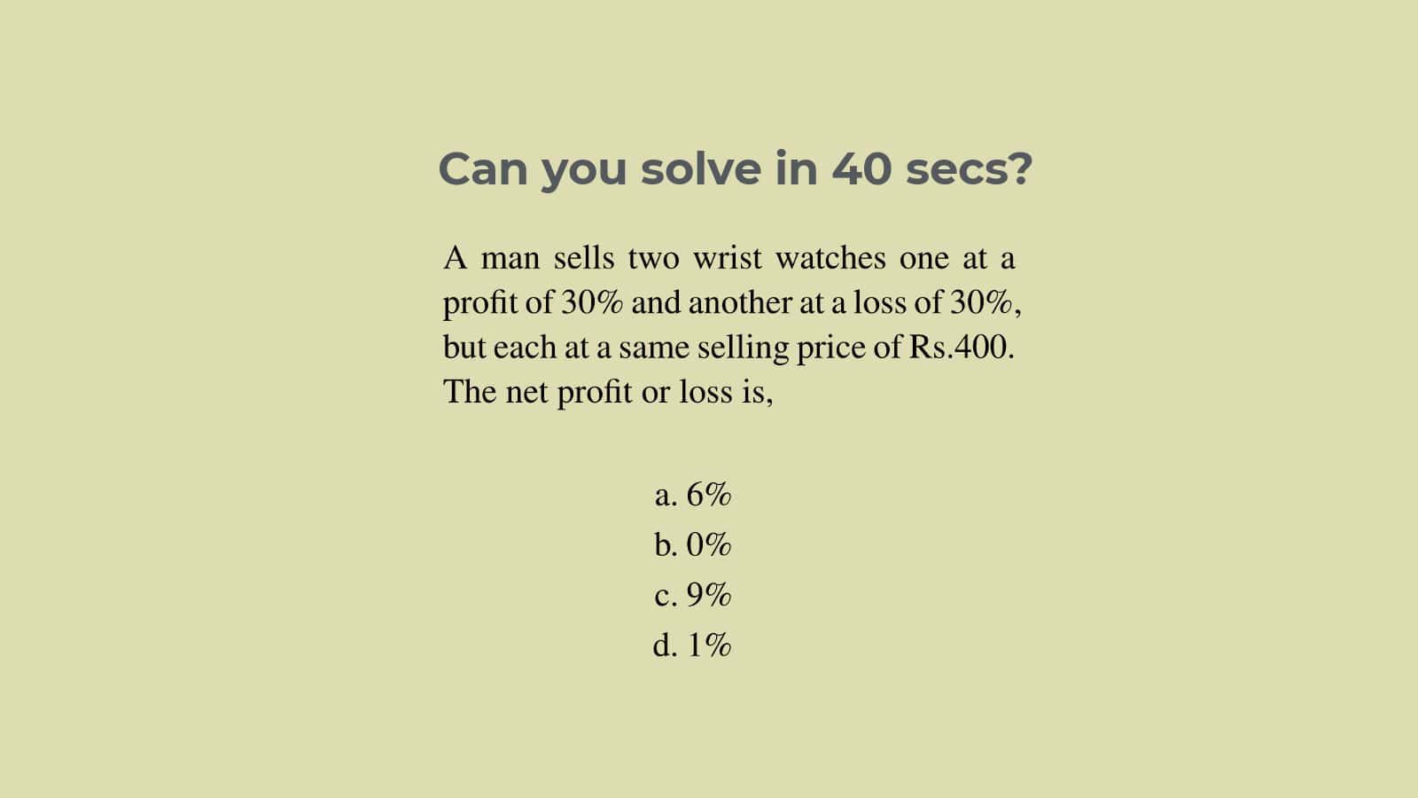 Quick solution of profit and loss problem 1