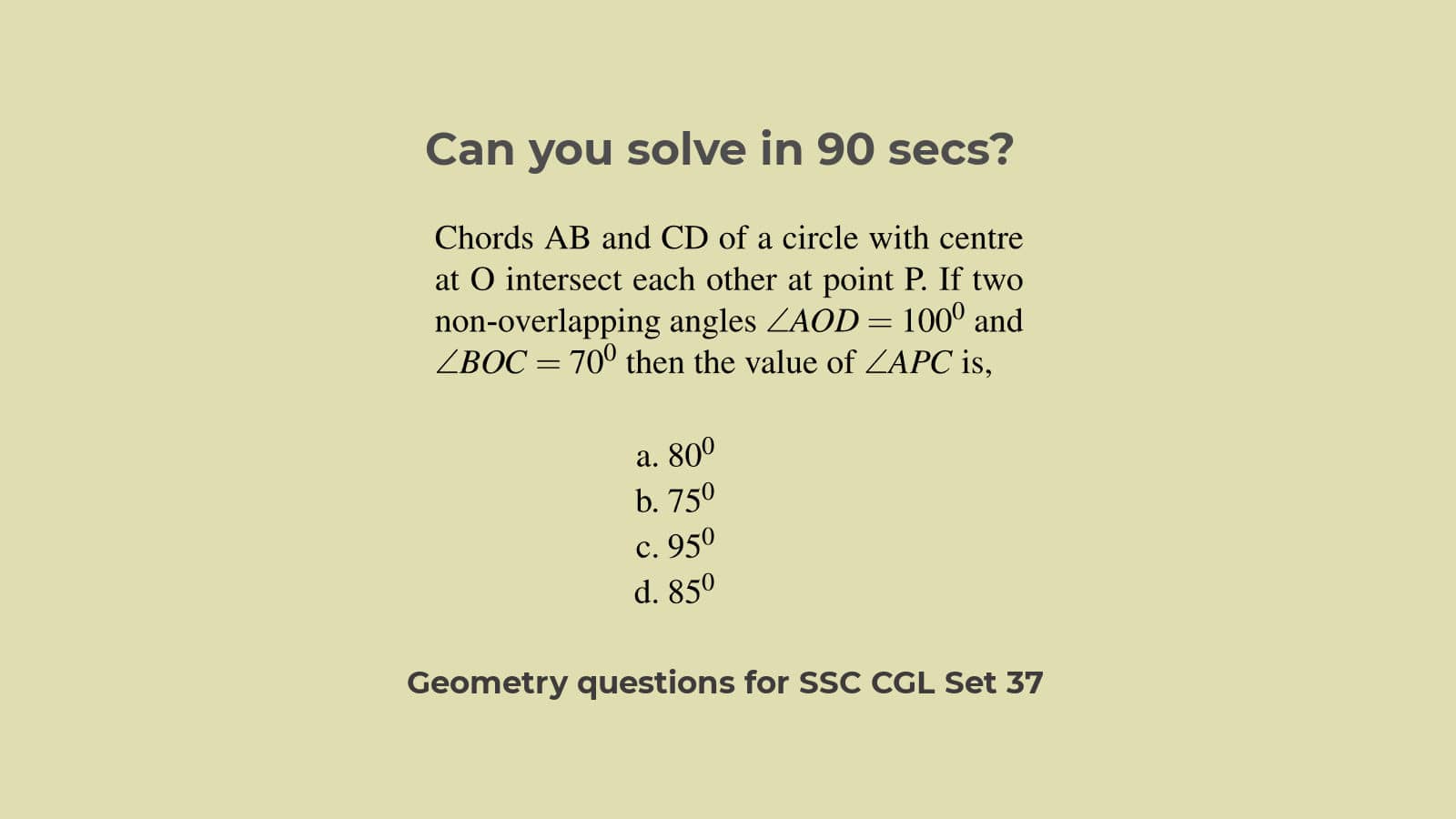 Angle Bisector Questions Other Geometry Questions SSC CGL Set 37