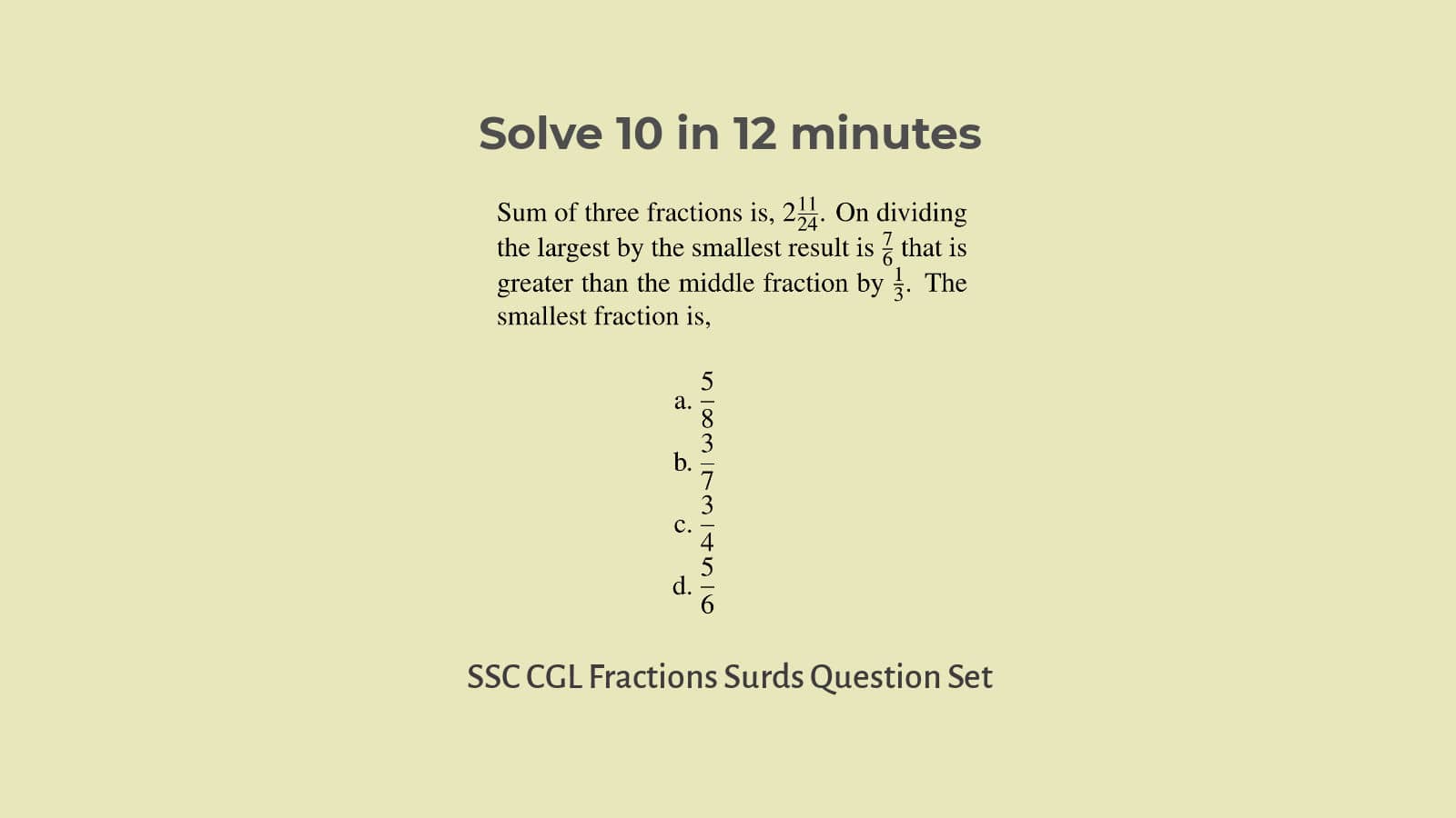 Surds and fraction questions for SSC CGL Set 70