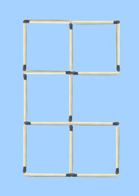 Move 3 matches to make 4 squares from 5 squares matchstick puzzle figure