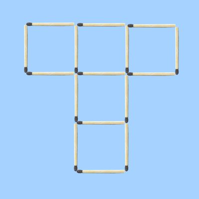 5 squares to 4 squares in 3 stick moves 3rd 5 squares matchstick puzzle
