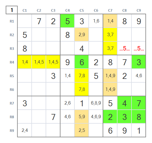 Expert Sudoku level 5 game 7 Stage 1