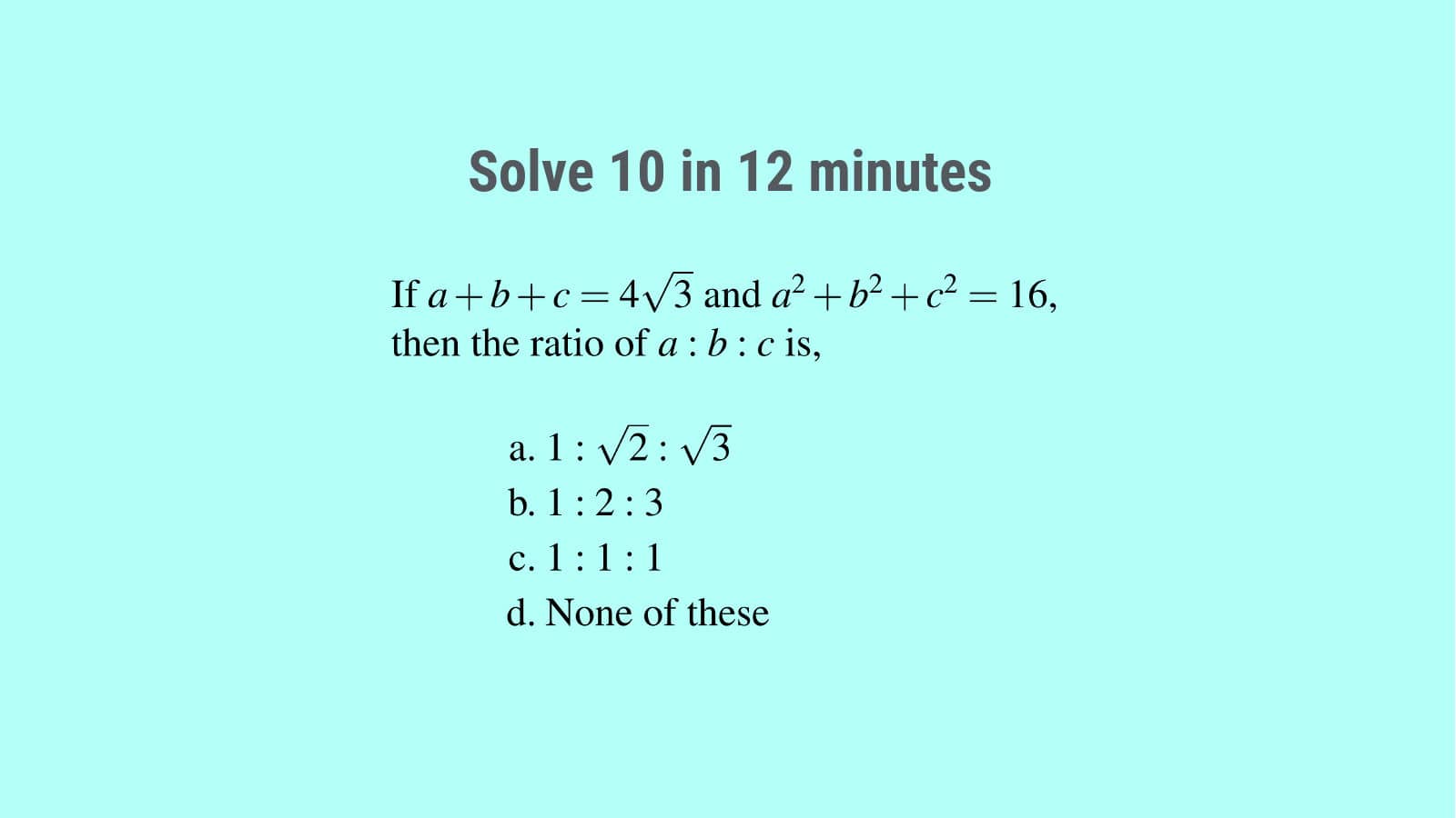 Hard algebra questions for SSC CGL Set 74