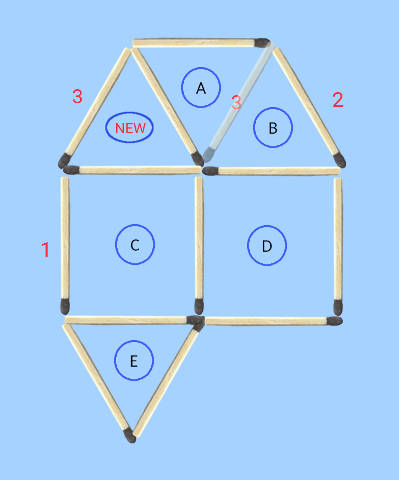 Move 1 stick to make 5 matchstick shapes bonus matchstick puzzle solution