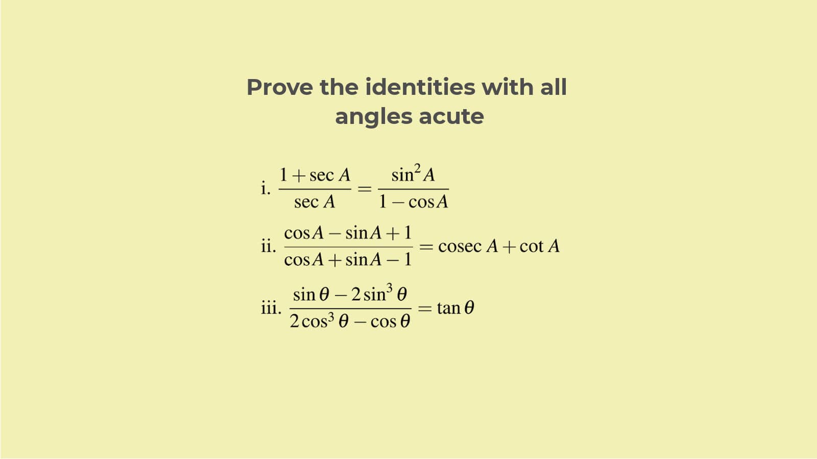 NCERT solutions trigonometric identities class 10 ex 8.4