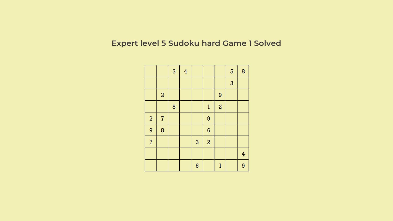 Sudoku Hard Expert Level 5 Puzzle Game 1 Easy Solution