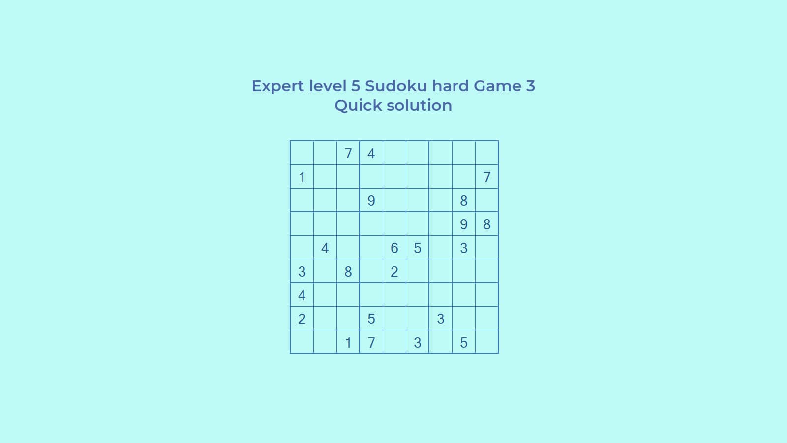 Expert Level Sudoku Hard Puzzle Game 3 Quick Solution