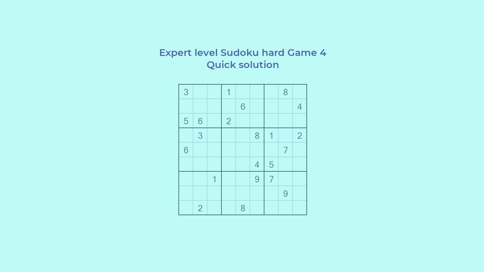 Expert level Sudoku hard Game 4 Solved Step by Step