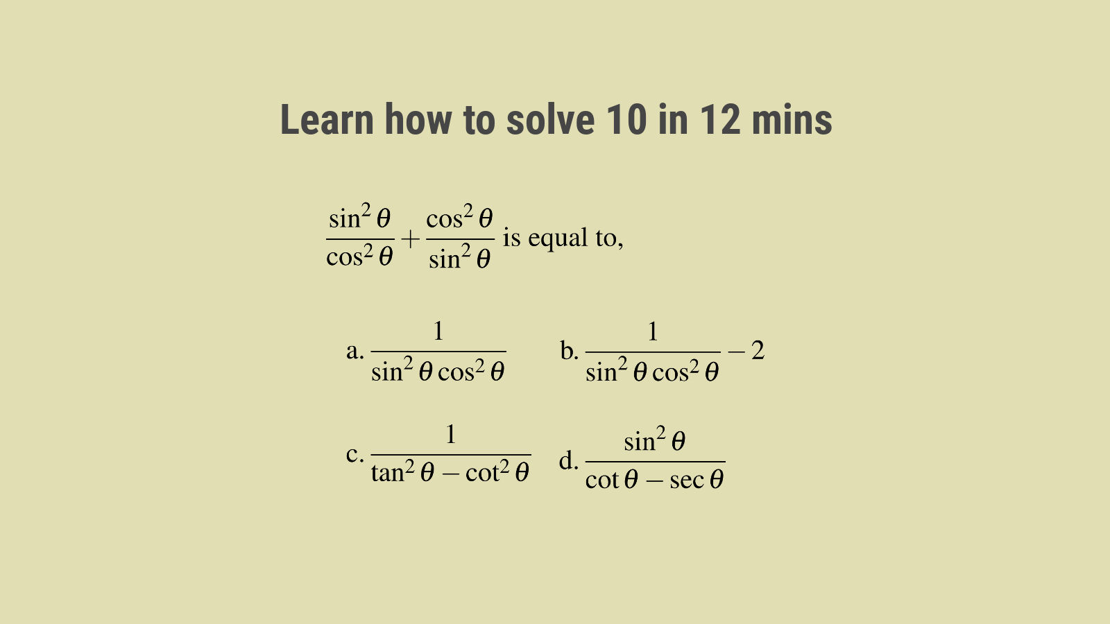 Trigonometry aptitude questions with solutions SSC CGL 56