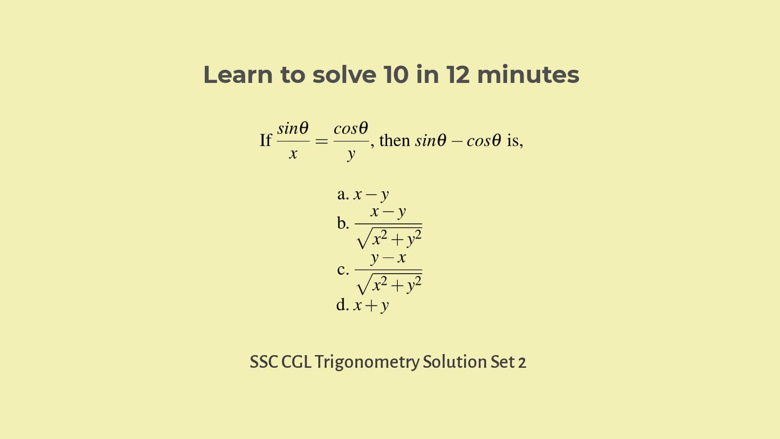 Trigonometry questions for SSC CGL with solution set 2