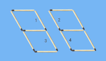 Add 10 matches to create 5 diamonds matchstick puzzle a pair of two diamonds