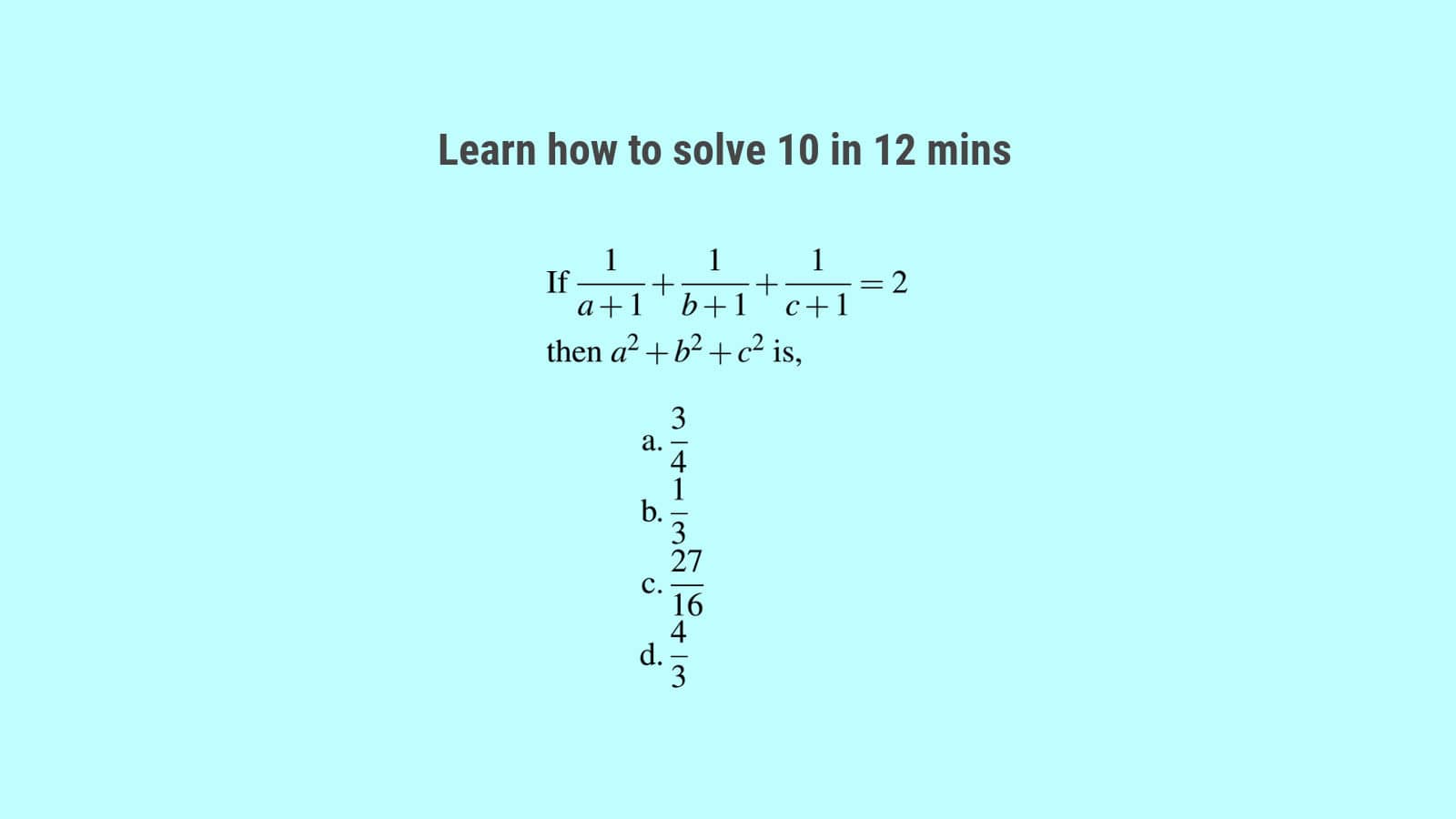 Algebra questions with solutions for competitive exams SSC CGL set 51
