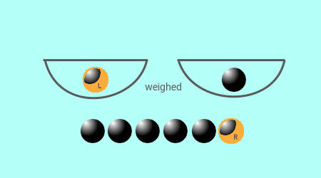 9 balls 1 different weight puzzle 3rd weighing for 1st weigh result