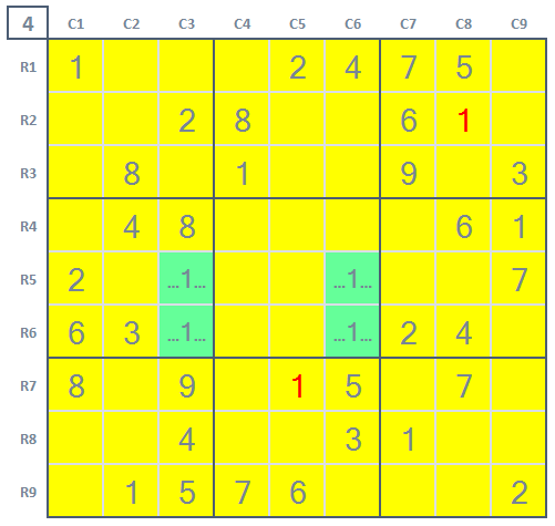 How to play Sudoku Beginner's level Sudoku game 1 Stage 4