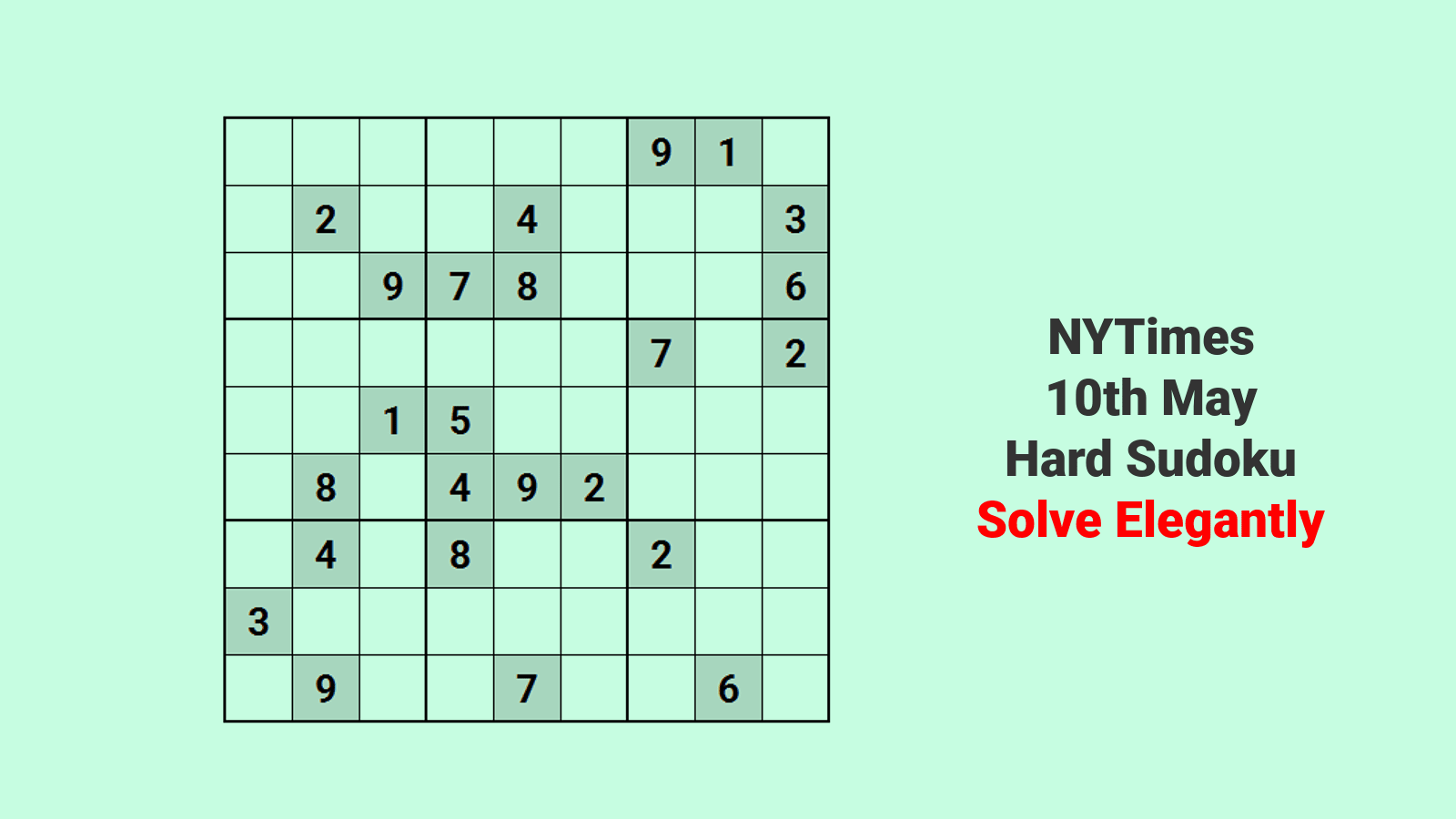 NYT Hard Sudoku 10th May 2024: Elegant One Step Solution