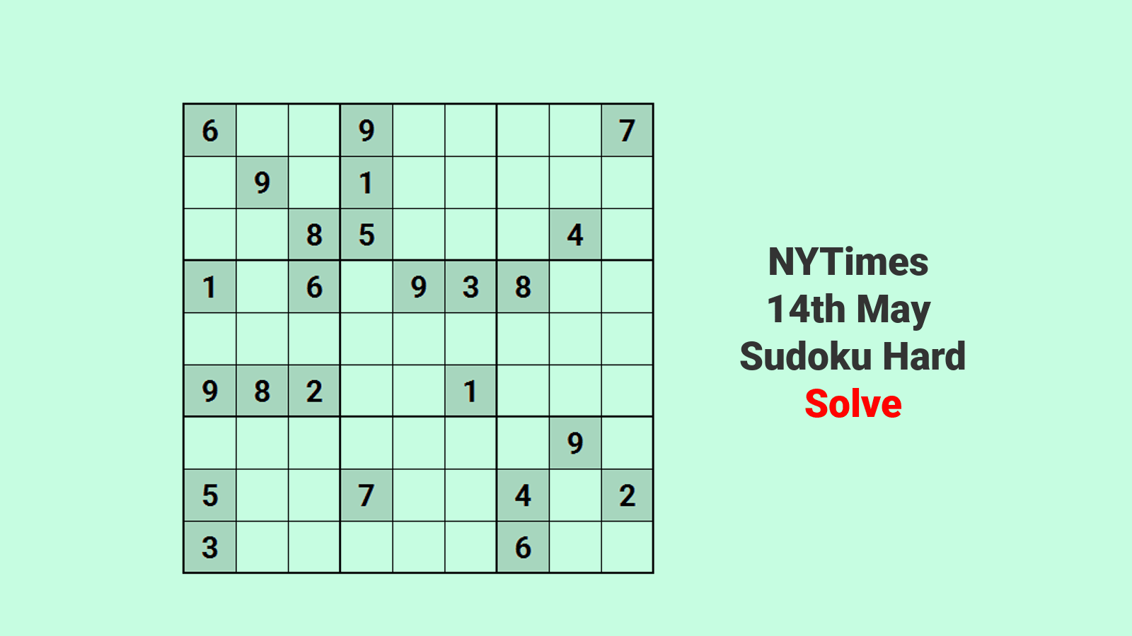 NYT Hard Sudoku 14th May 2024: One Step Solution