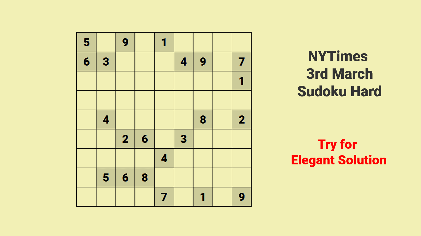 NYT Hard Sudoku 3rd March 2021: Quick Elegant Solution