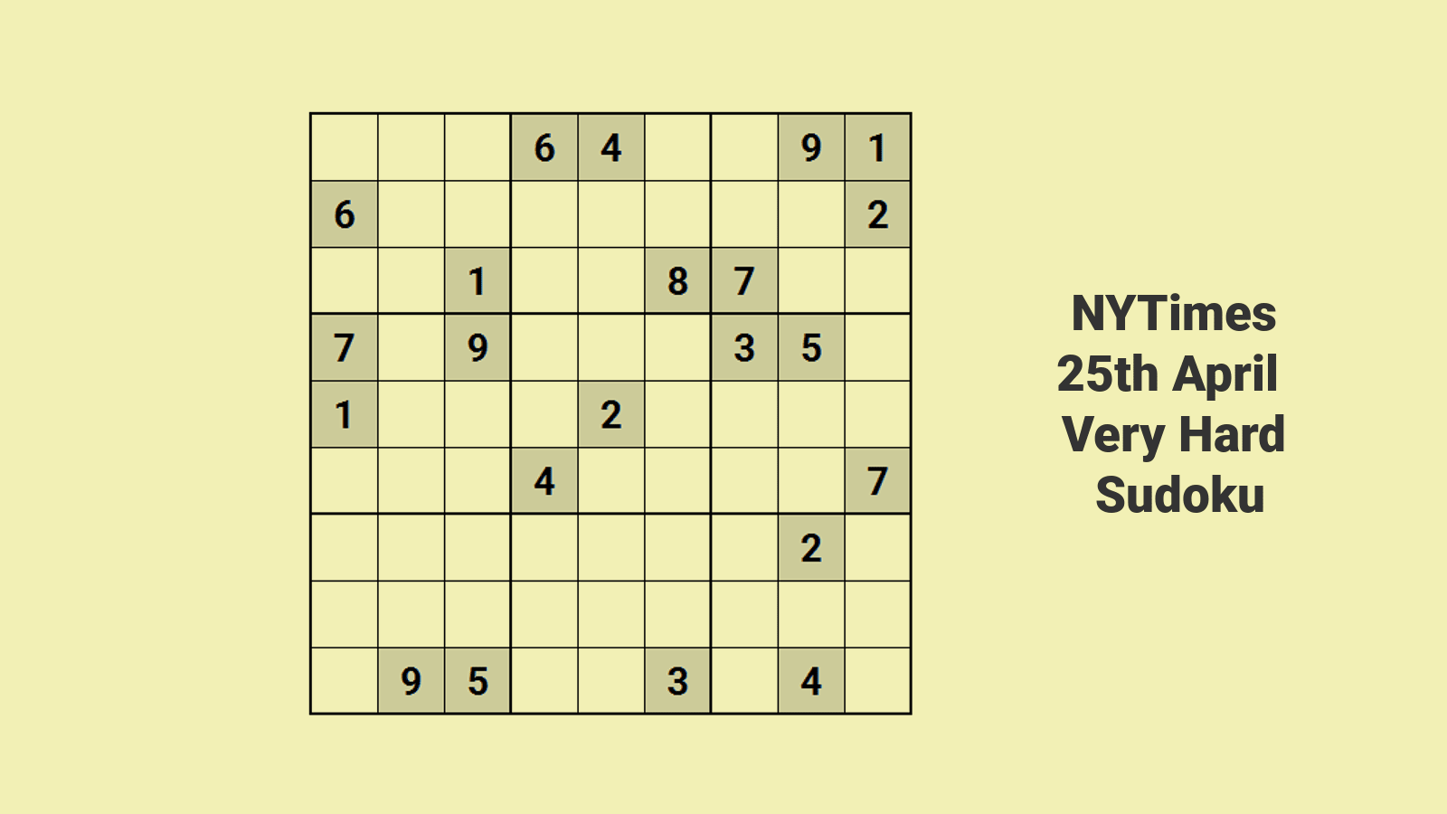 NYT hard Sudoku 25th April 2024: Search for Well-hidden Clues