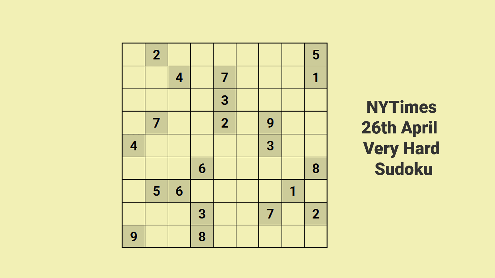 NYT Very hard Sudoku 26th April needs expertise