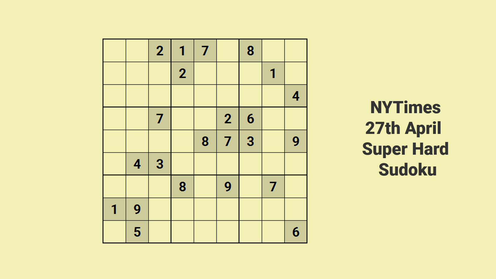 NYT Super Hard Sudoku 27 Apr 2024: Expert Solution