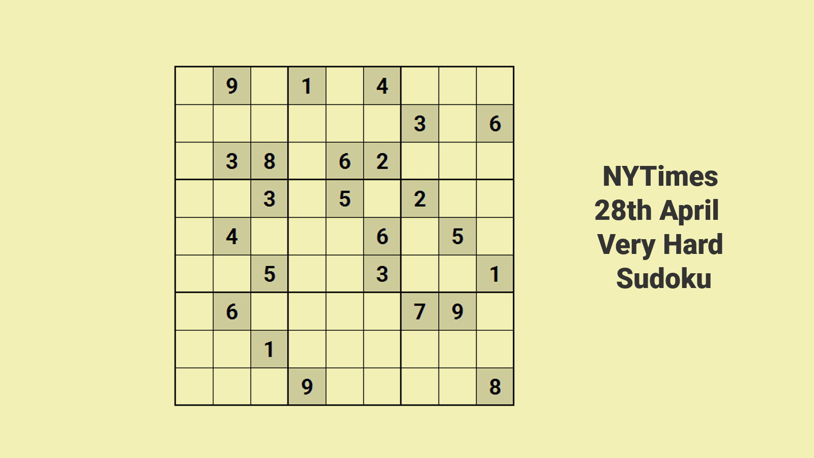 NYT hard Sudoku 28th April 2024: Expert Solution