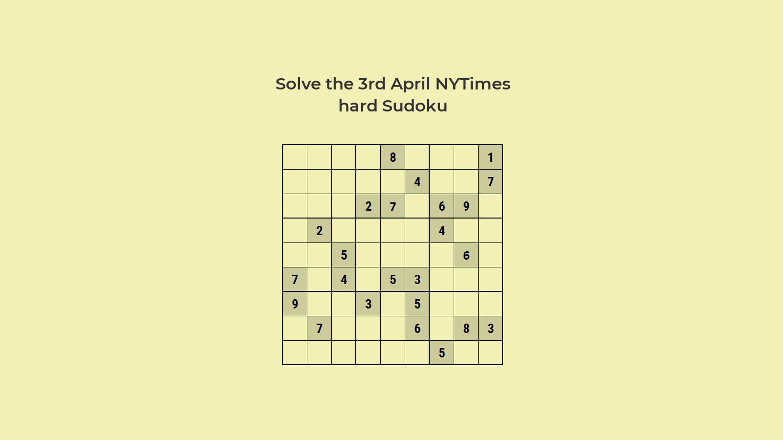 NYT Hard Sudoku April 3, 2024: A Balanced Sudoku Puzzle