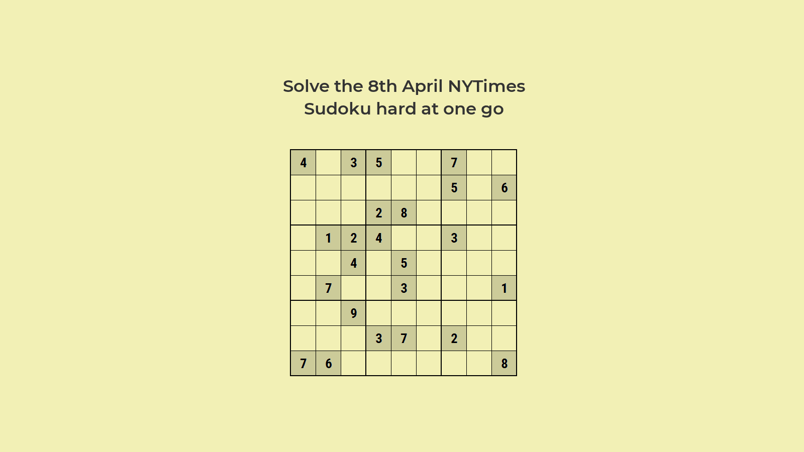 NYT Hard Sudoku Apr 8, 2024: Solution for amateurs to Experts
