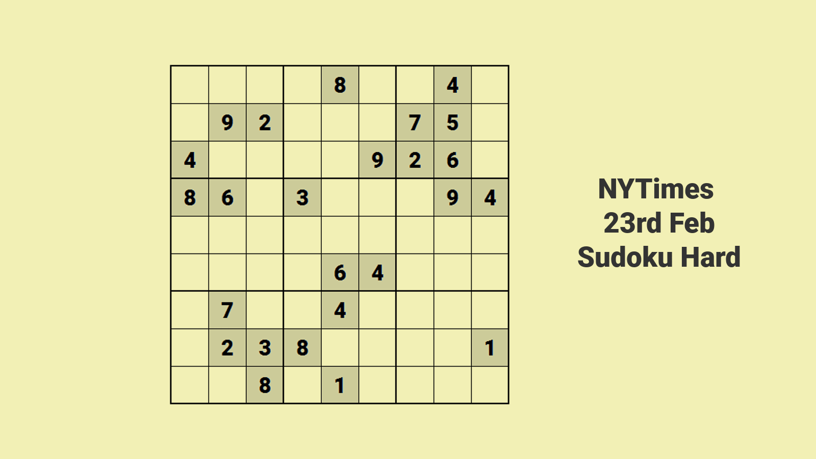 NYT Hard Sudoku 23 Feb 2024: Quick Solution