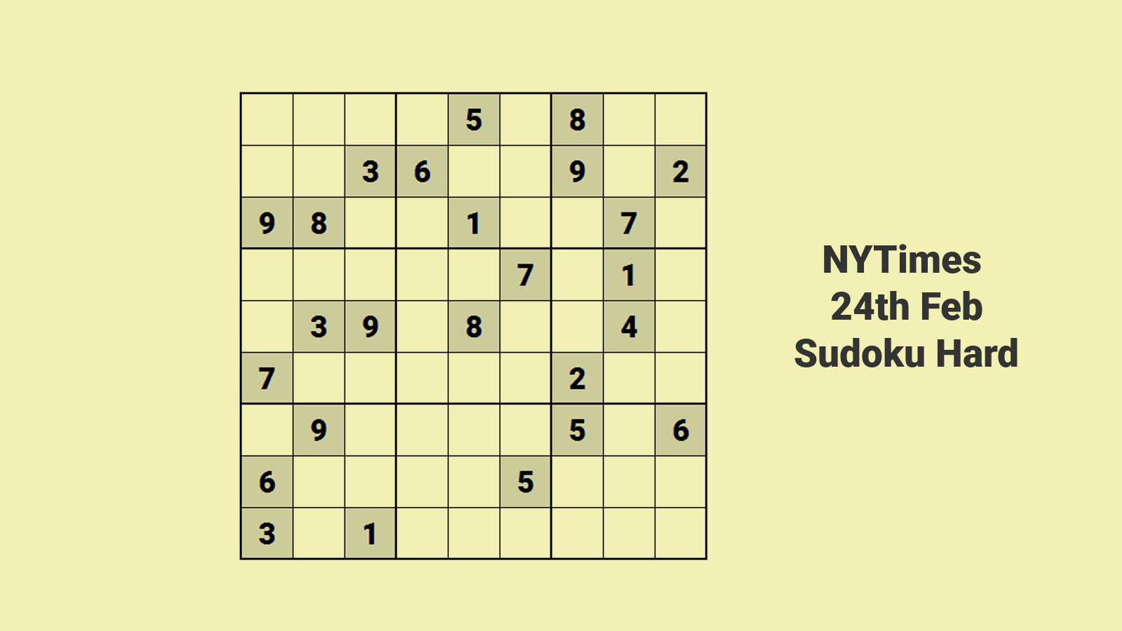 NYT Hard Sudoku 24 Feb 2021: No Hassle Solution