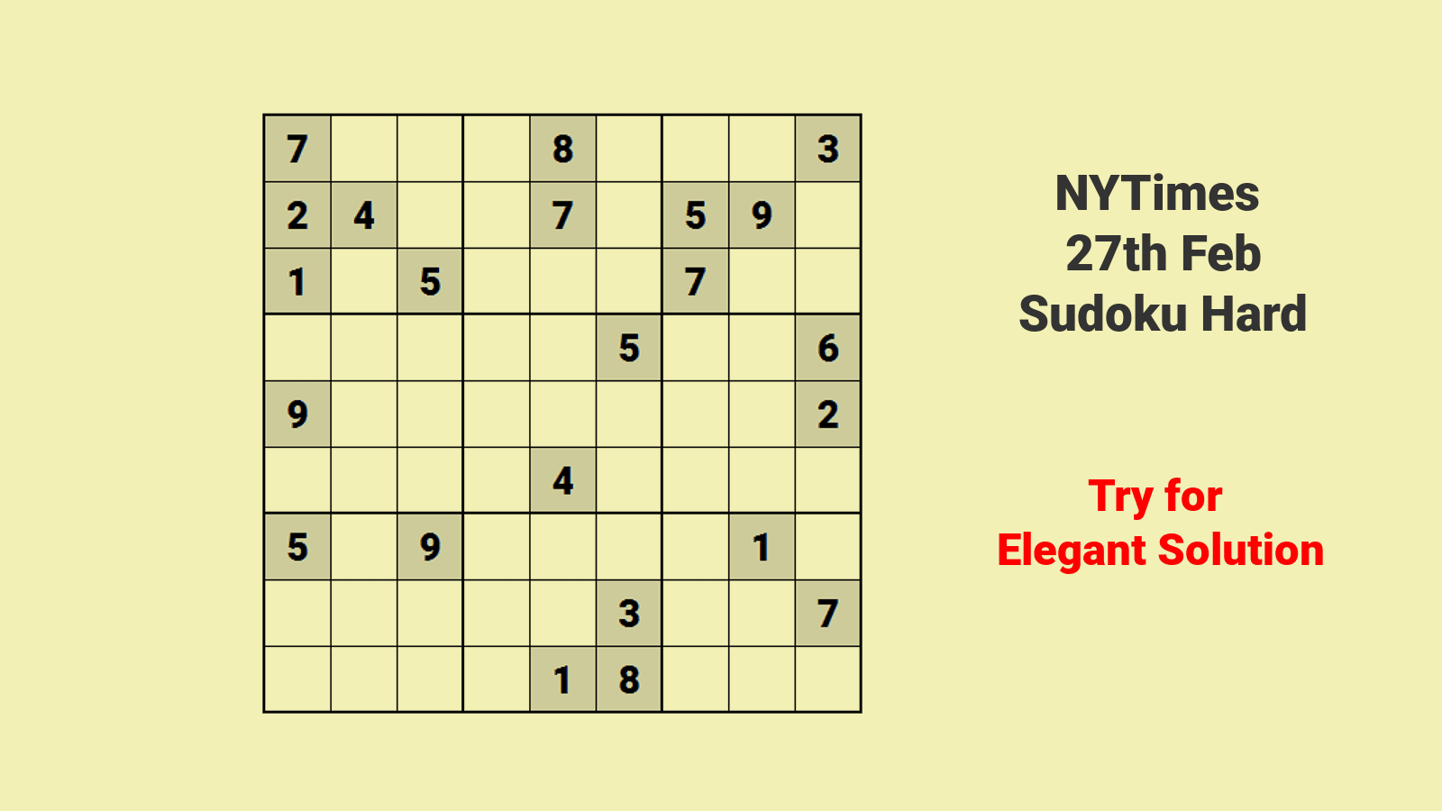 NYT Hard Sudoku 27 Feb 2021: Unconventional Sudoku Techniques