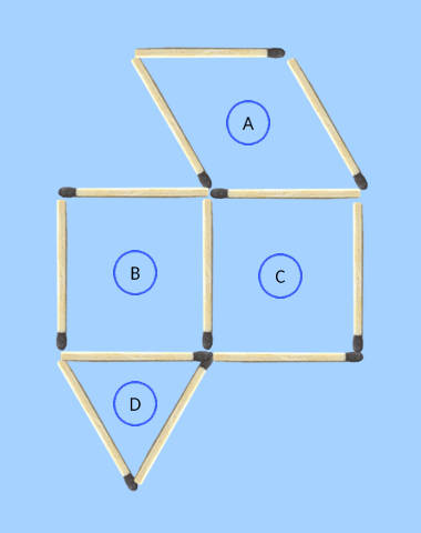 move 1 stick to make 4 matchstick shapes matchstick puzzle