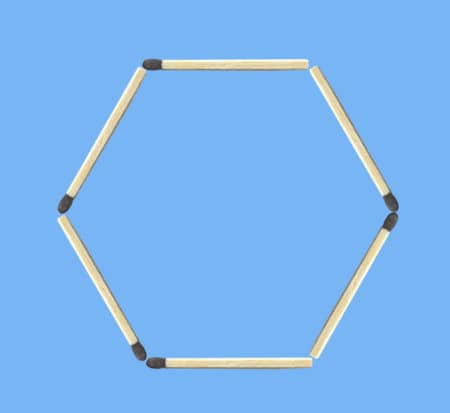 Move 2 matches and add 1 to make 2 diamonds puzzle figure of hexagon