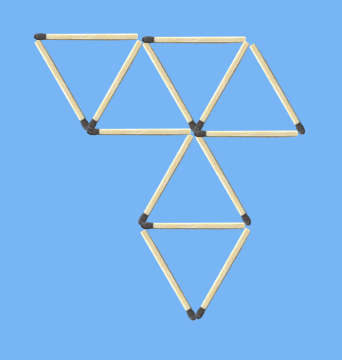 Move 2 matches to form 5 triangles puzzle graphic