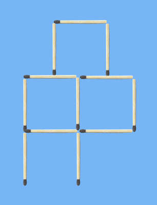 Move 2 matches to make 4 equal squares matchstick puzzle graphic