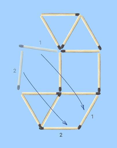 Move 2 sticks to make 5 matchstick shapes bonus puzzle solution