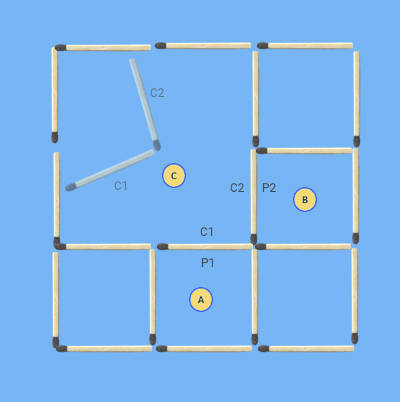 move 2 sticks to make 7 squares puzzle final solution
