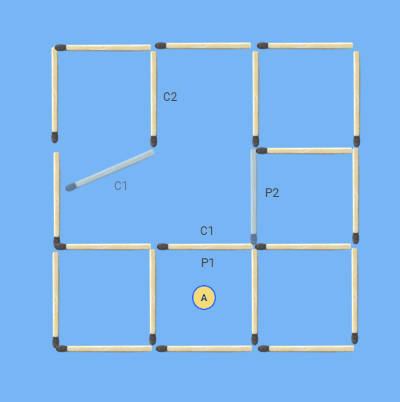 move 2 sticks to make 7 squares puzzle places for 1st stick moved