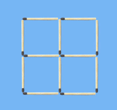 Move 3 matches to make 7 squares puzzle: most compact 4 squares