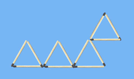 Move 4 matches to leave 2 triangles matchstick puzzle graphic