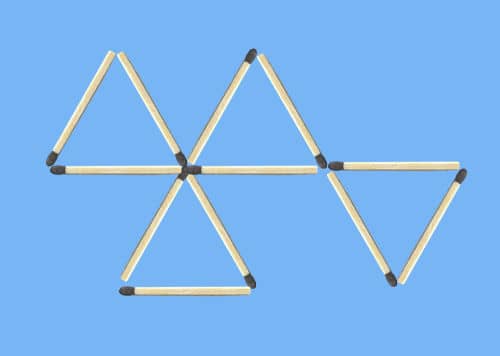 Move 4 matches to leave 4 equal triangles puzzle: a candidate final solution