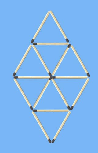 Move 4 matches to leave 4 equal triangles puzzle figure