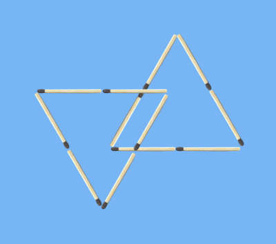 Move 4 matches to make 6 triangles matchstick puzzle graphic