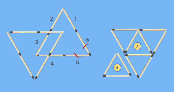Move 4 matches to make 6 triangles matchstick puzzle sticks to move