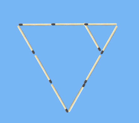 Move 4 matches to make 6 triangles matchstick puzzle two triangles