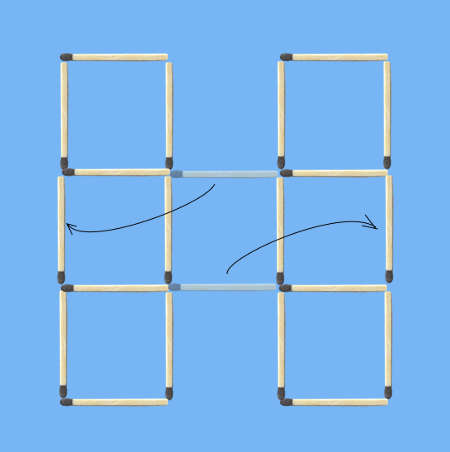 Move 4 Matchsticks to make 6 Squares Puzzle 1st invalid solution
