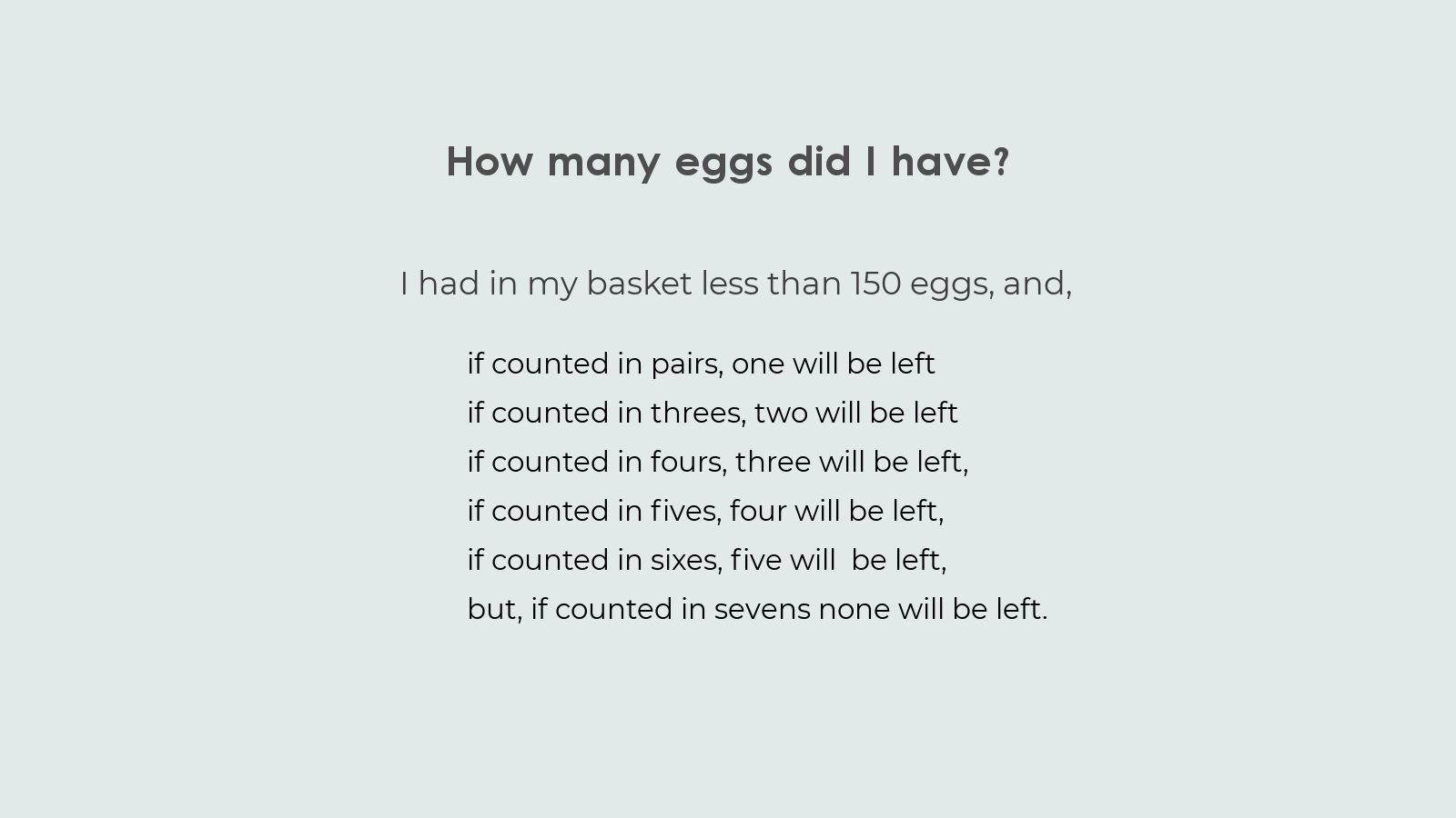 Euclid's division lemma puzzle of counting eggs solutions NCERT maths chapter 1 pt 1