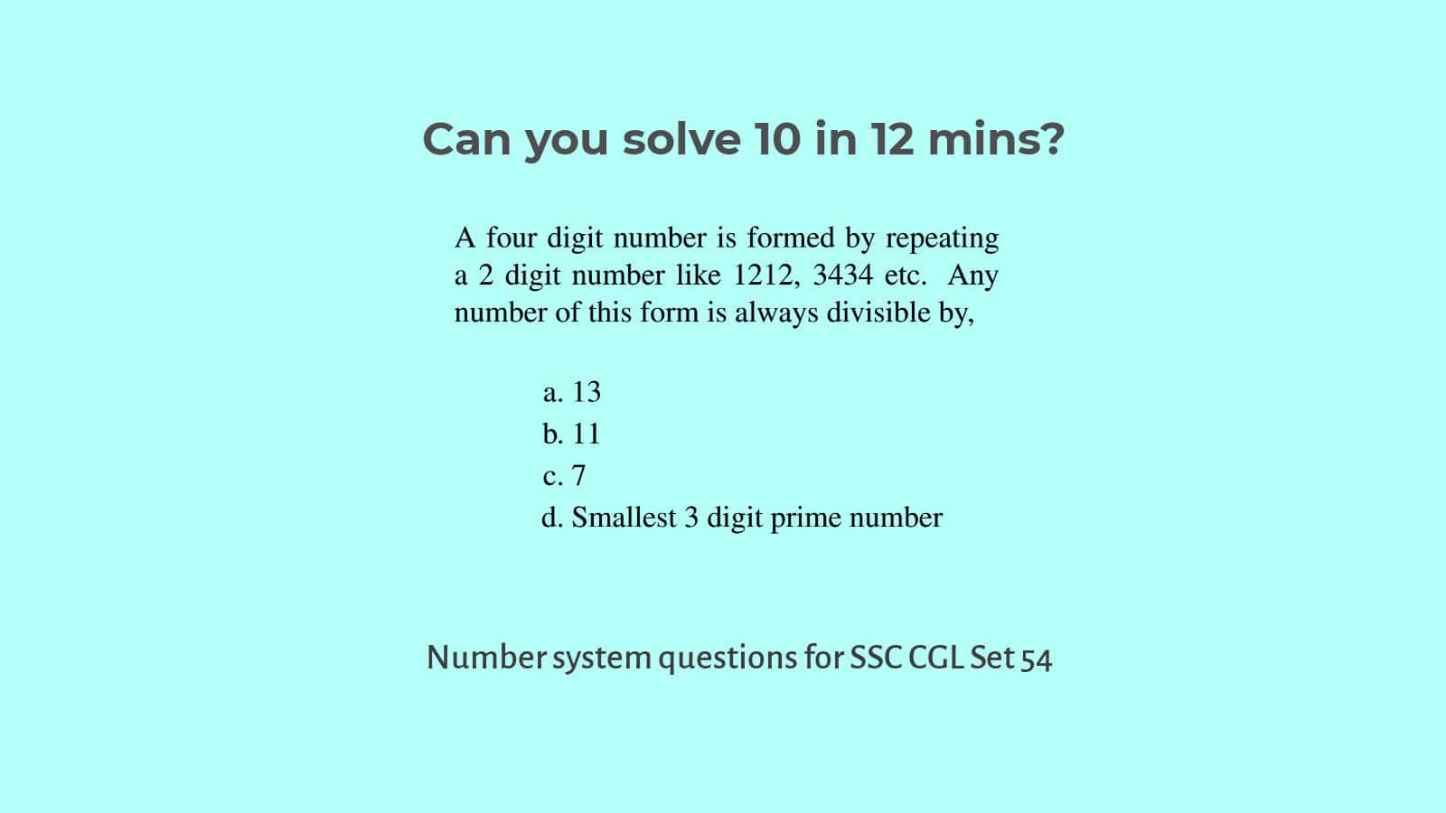 Number System Questions: SSC CGL Set 54