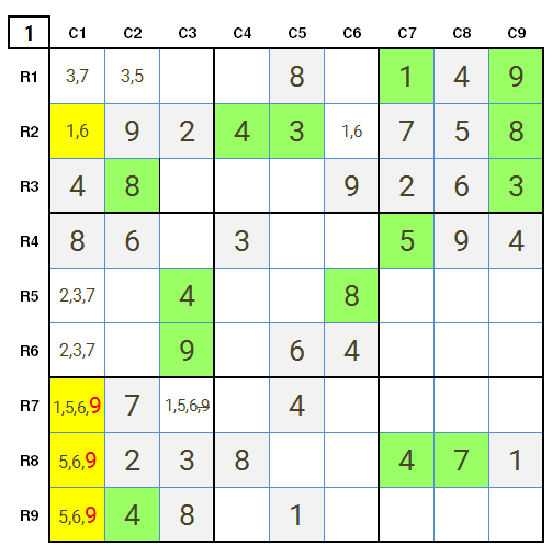 New York Times Sudoku Hard, 23rd February 2021 Stage 1 Solution