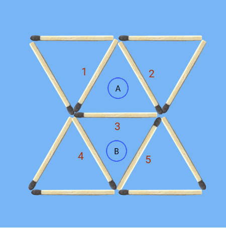 Remove 3 matches and reduce triangles to 3 puzzle possible solutions