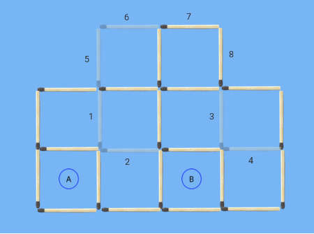 Remove 5 matches to leave 5 squares matchstick puzzle a trial